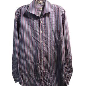 Peter Millar Men’s M Multicolor Striped Long Sleeve Button Down Cotton Shirt